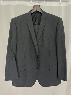 ABITO 46R Charcoal Wool Suit Set Mens 100% Wool Blazer & Pants Classic